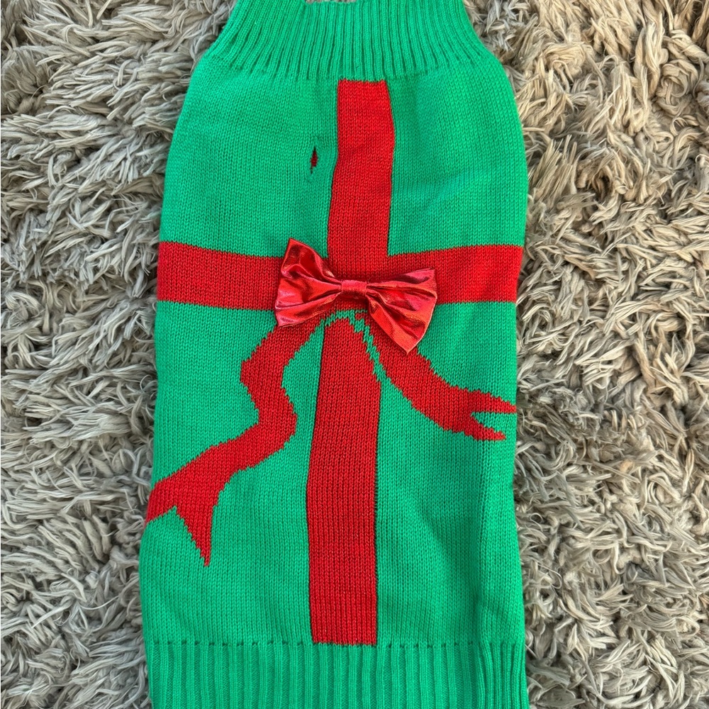 Christmas present dog sweater